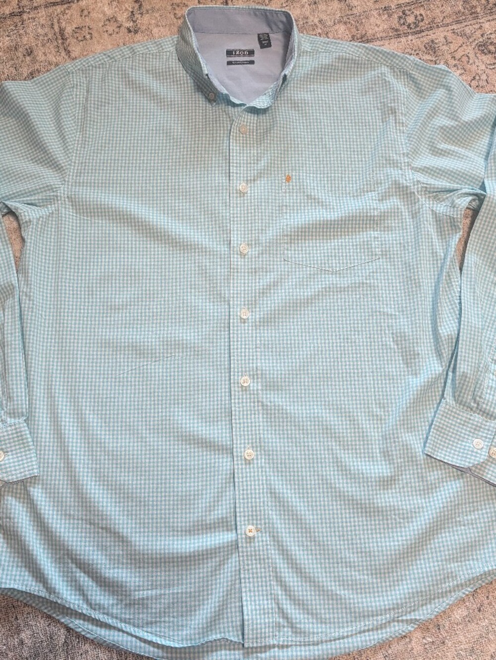 Men's Light Aqua Blue Check Button-Down Shirt